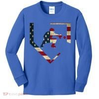 Baseball Catcher Gear Gift American Flag Baseballin Gift Kids Long Sleeve Shirt thumb 0