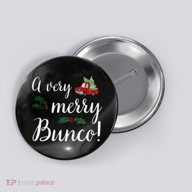 Bunco Christmas Gift Very Merry Bunco Button