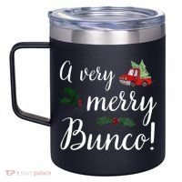 Bunco Christmas Gift Very Merry Bunco 12oz Stainless Steel Coffee Mug thumb 2