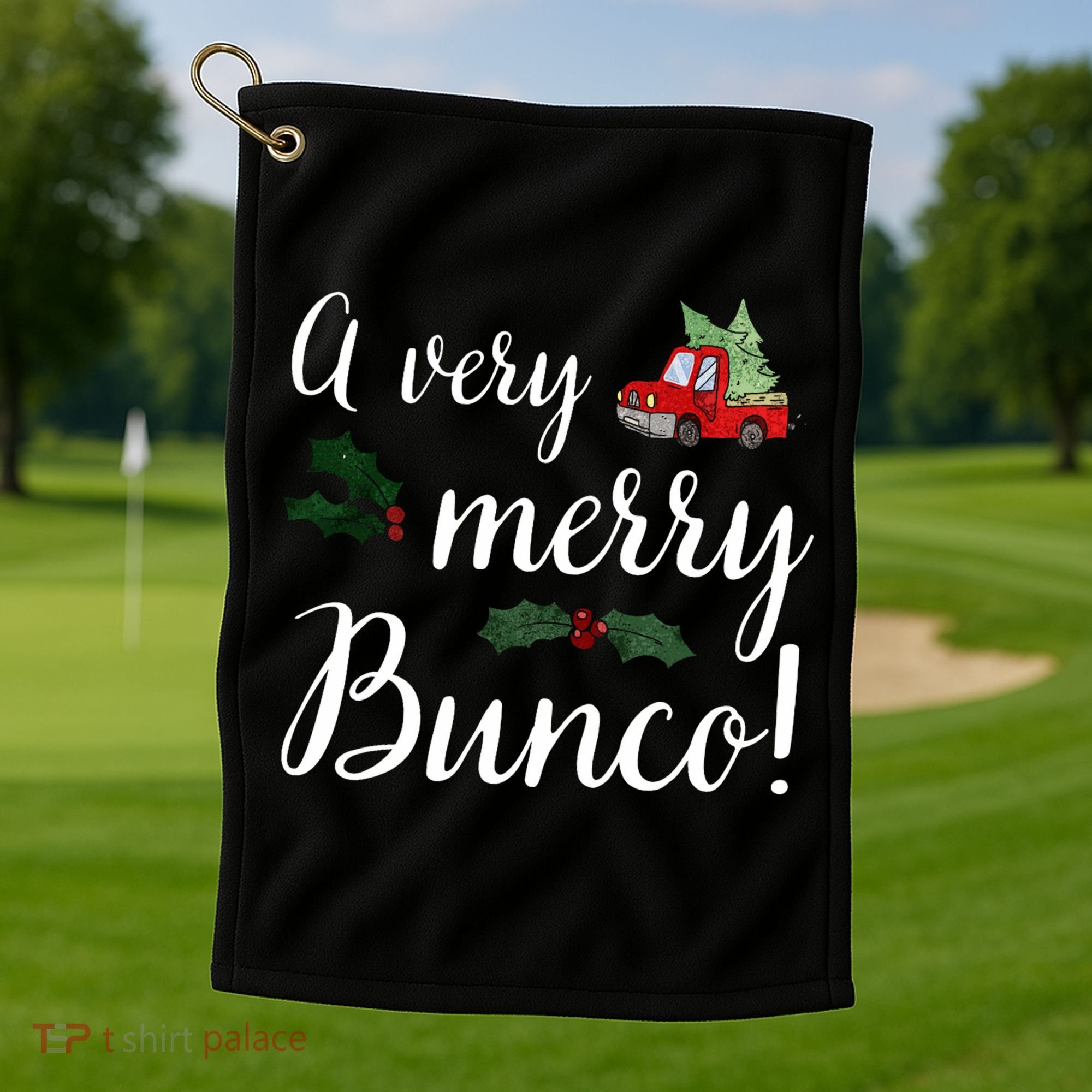 Bunco Christmas Gift Very Merry Bunco Golf Towel