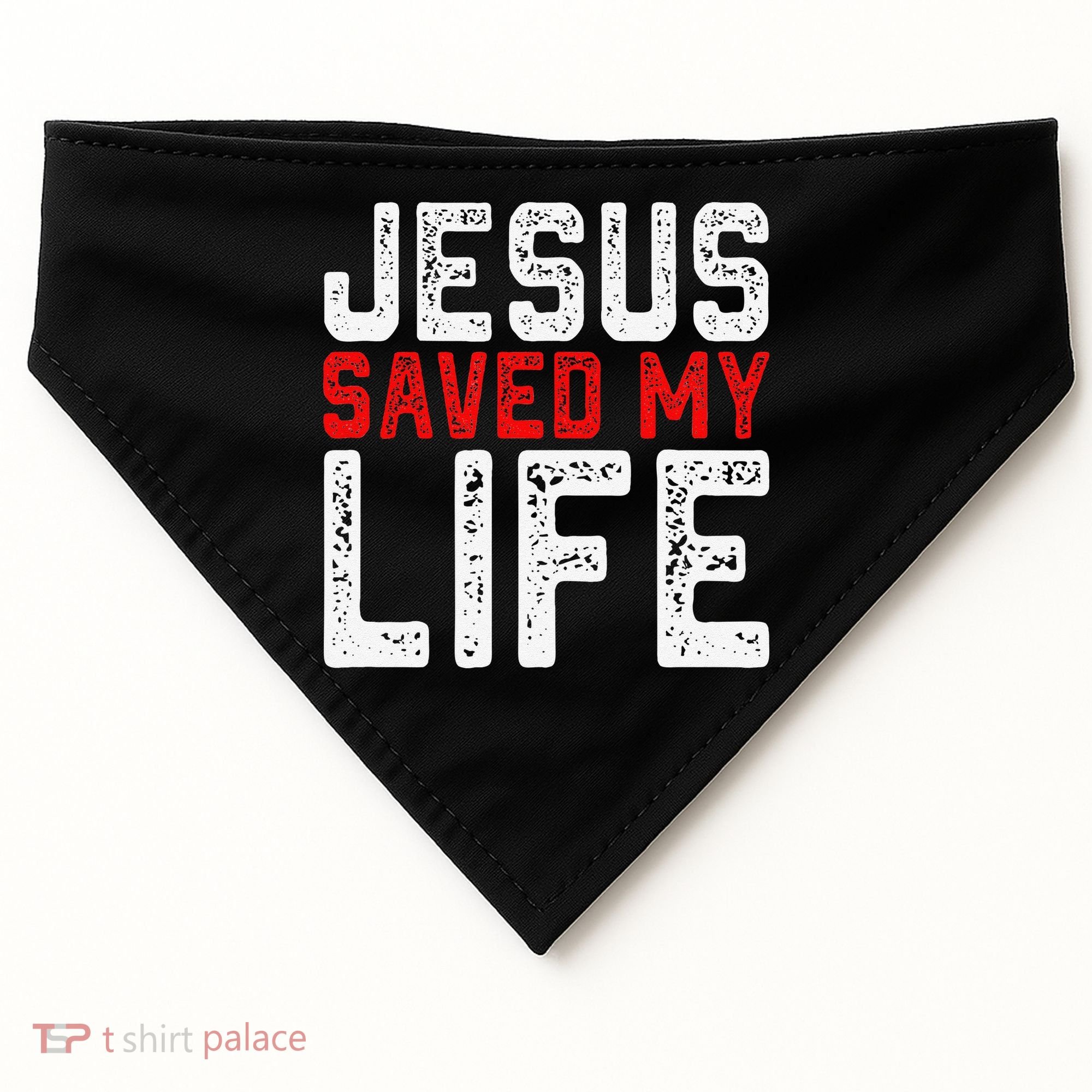 BOLD Christian Gift Jesus Saved My Life USA-Made Doggie Bandana