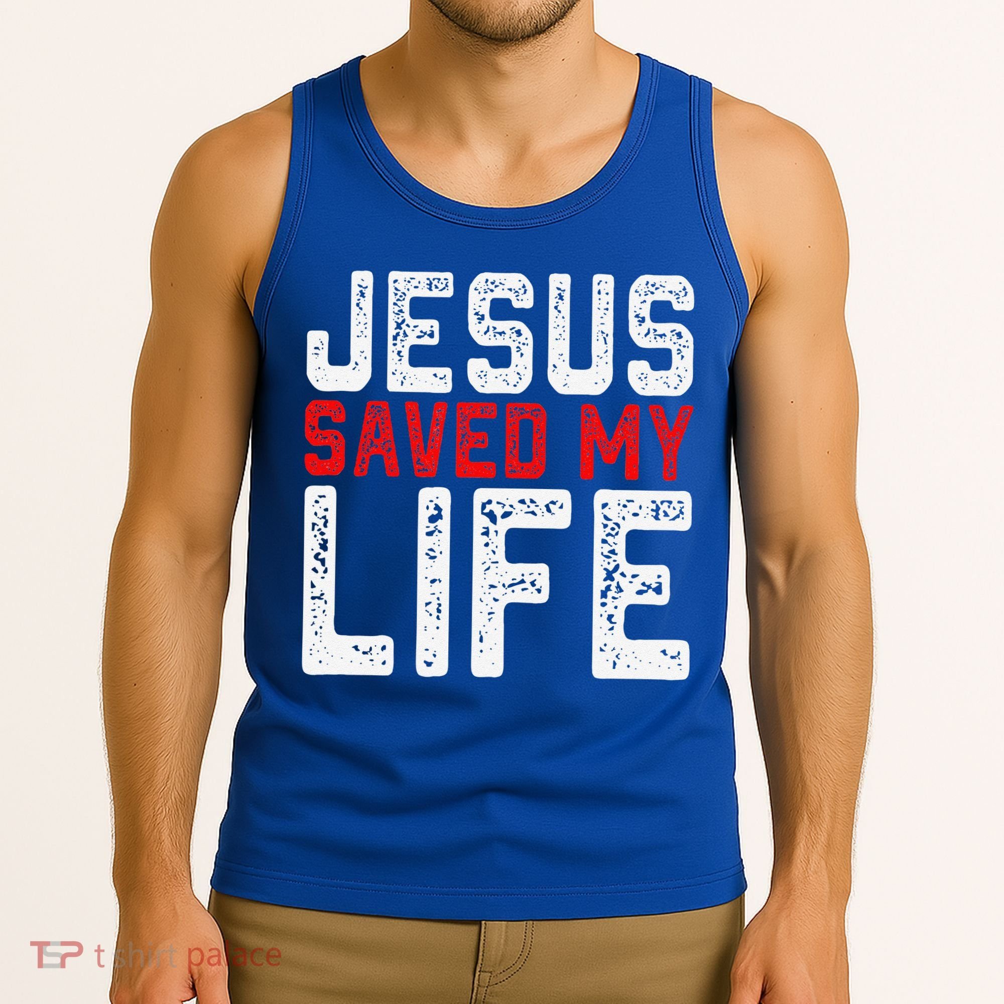 BOLD Christian Gift Jesus Saved My Life Tank Top