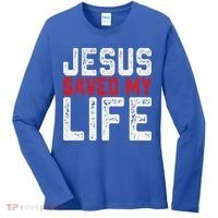 BOLD Christian Gift Jesus Saved My Life Women's Long Sleeve Shirt thumb 0