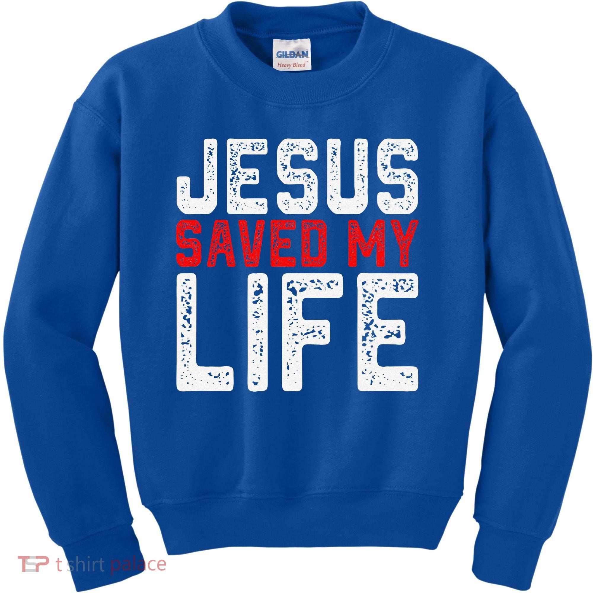 BOLD Christian Gift Jesus Saved My Life Kids Sweatshirt