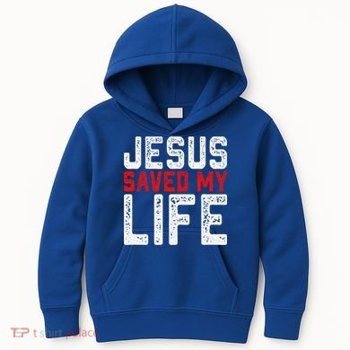 BOLD Christian Gift Jesus Saved My Life Kids Hoodie
