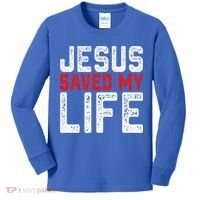 BOLD Christian Gift Jesus Saved My Life Kids Long Sleeve Shirt thumb 0