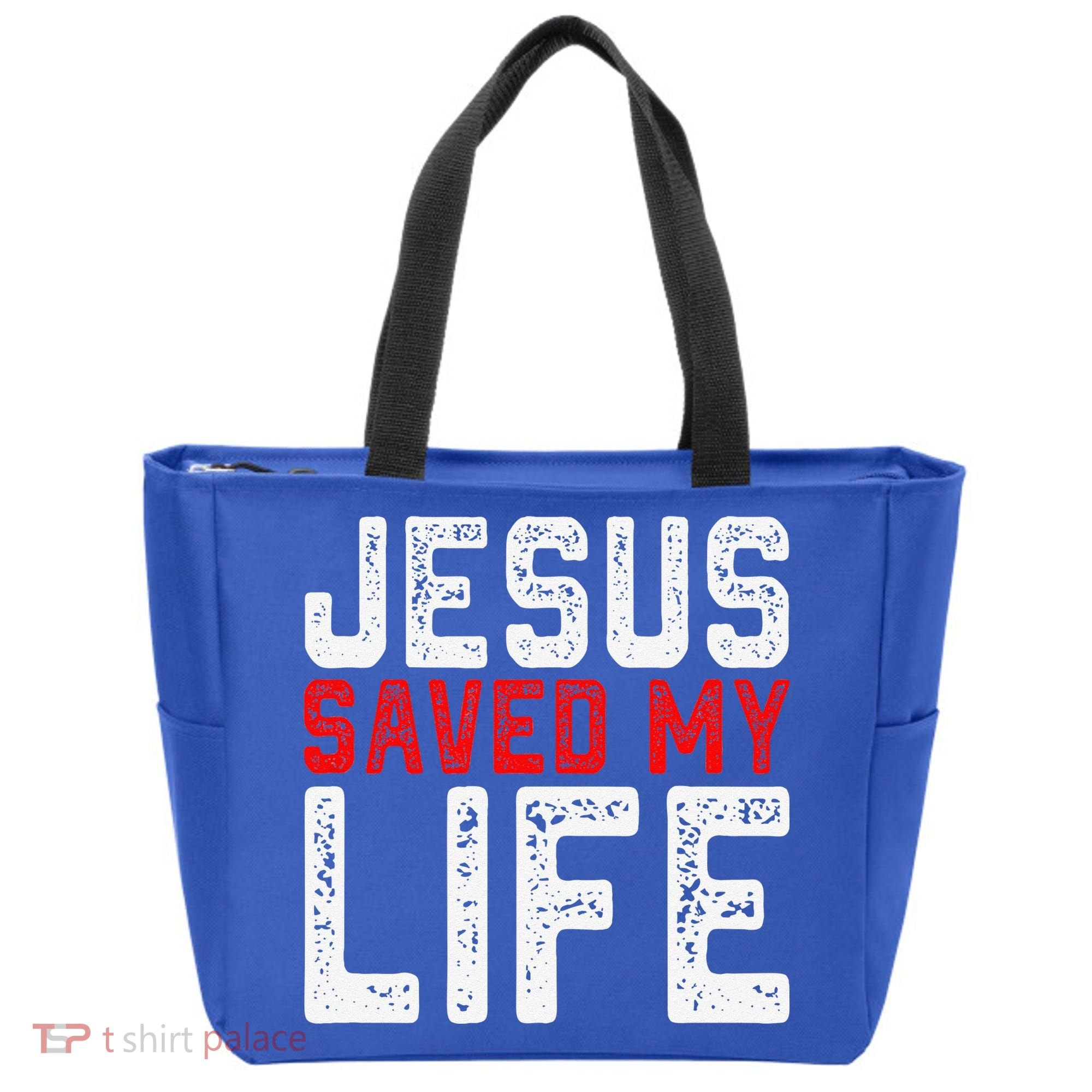 BOLD Christian Gift Jesus Saved My Life Tote Bag