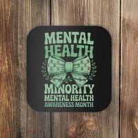 Bow Coquette Groovy Minority Mental Health Awareness Month Coaster thumb 0