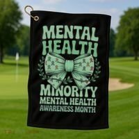 Bow Coquette Groovy Minority Mental Health Awareness Month Golf Towel thumb 1