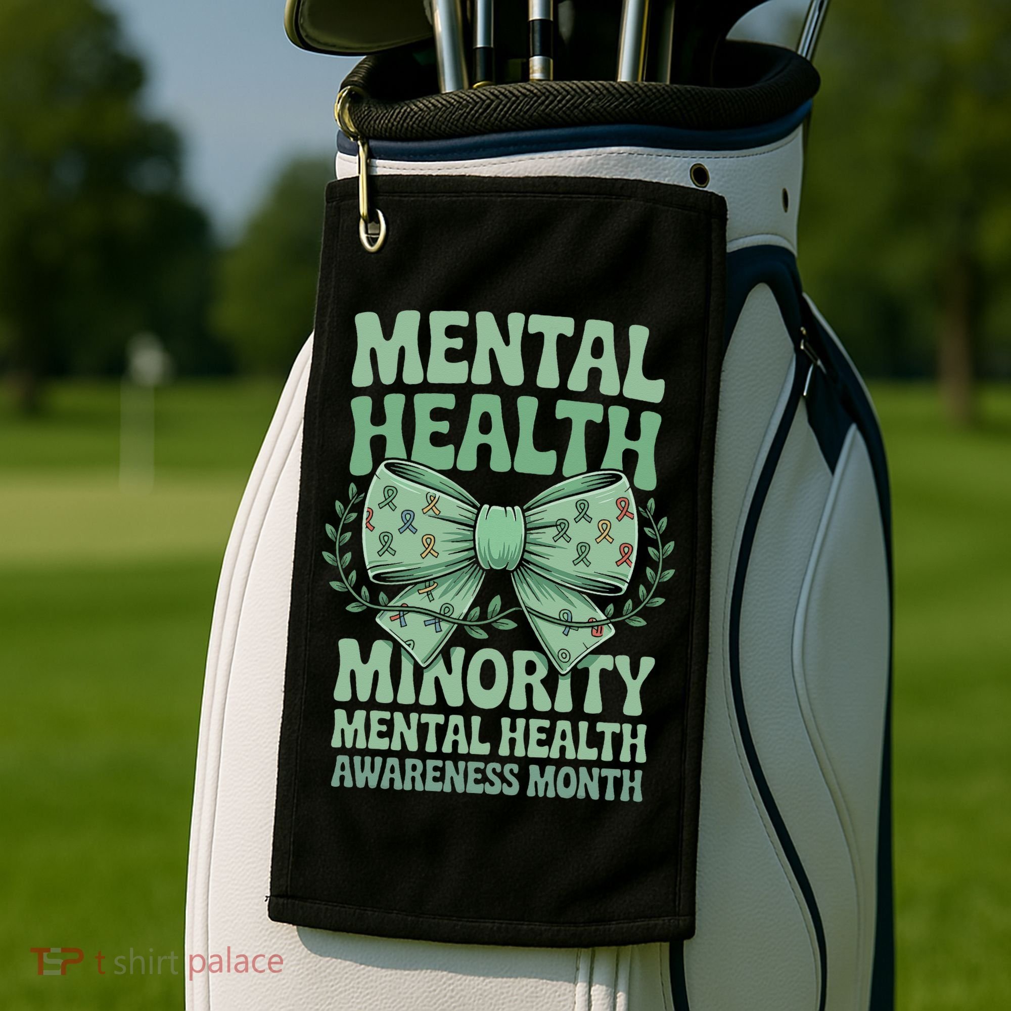 Bow Coquette Groovy Minority Mental Health Awareness Month Golf Towel