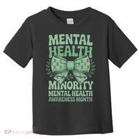 Bow Coquette Groovy Minority Mental Health Awareness Month Toddler T-Shirt thumb 0