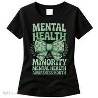 Bow Coquette Groovy Minority Mental Health Awareness Month Women's T-Shirt thumb 0