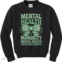 Bow Coquette Groovy Minority Mental Health Awareness Month Kids Sweatshirt thumb 0