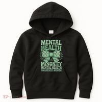 Bow Coquette Groovy Minority Mental Health Awareness Month Kids Hoodie thumb 0
