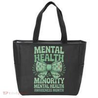 Bow Coquette Groovy Minority Mental Health Awareness Month Tote Bag thumb 0