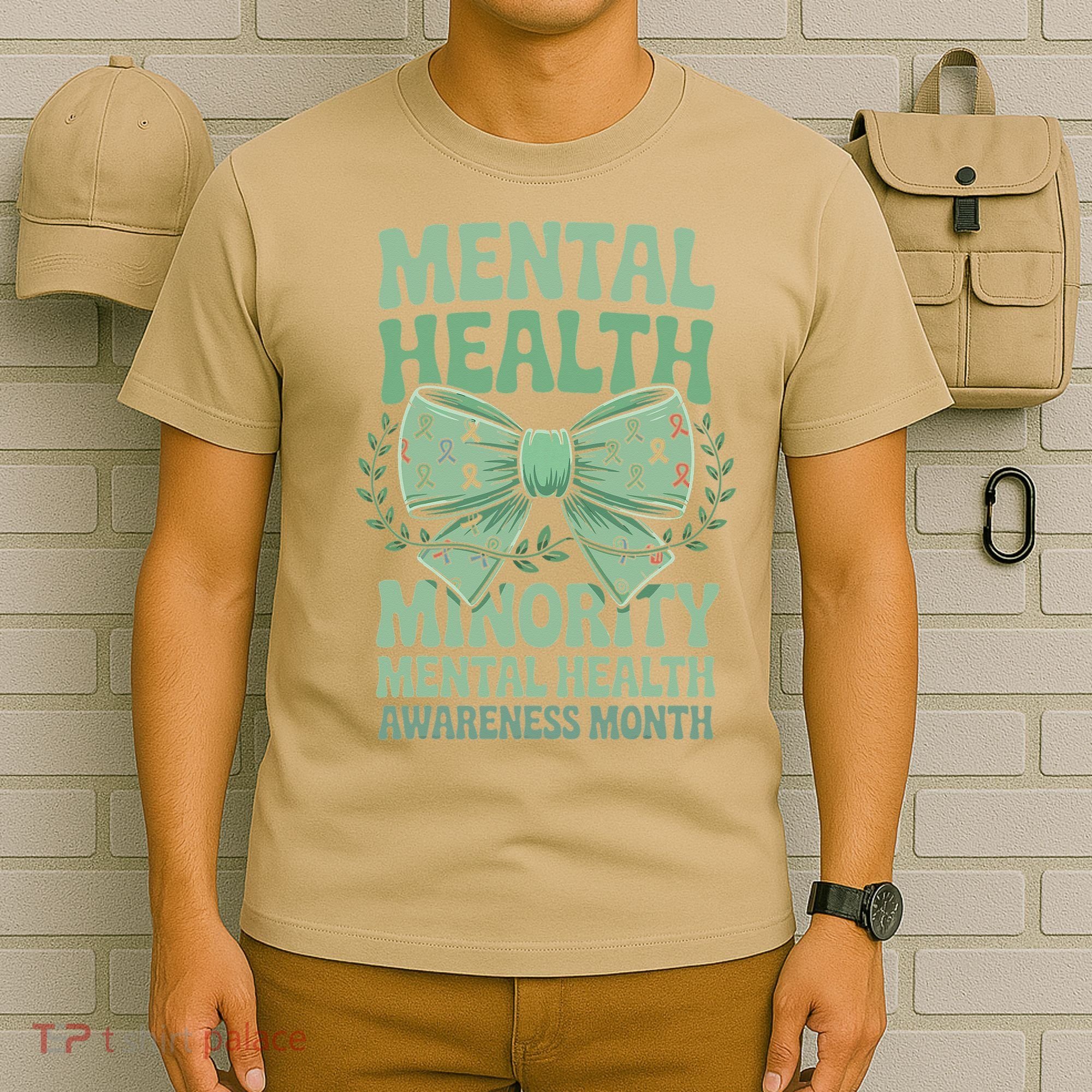 Bow Coquette Groovy Minority Mental Health Awareness Month T-Shirt