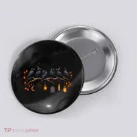 Black Crow Halloween Scary Witch Button thumb 0