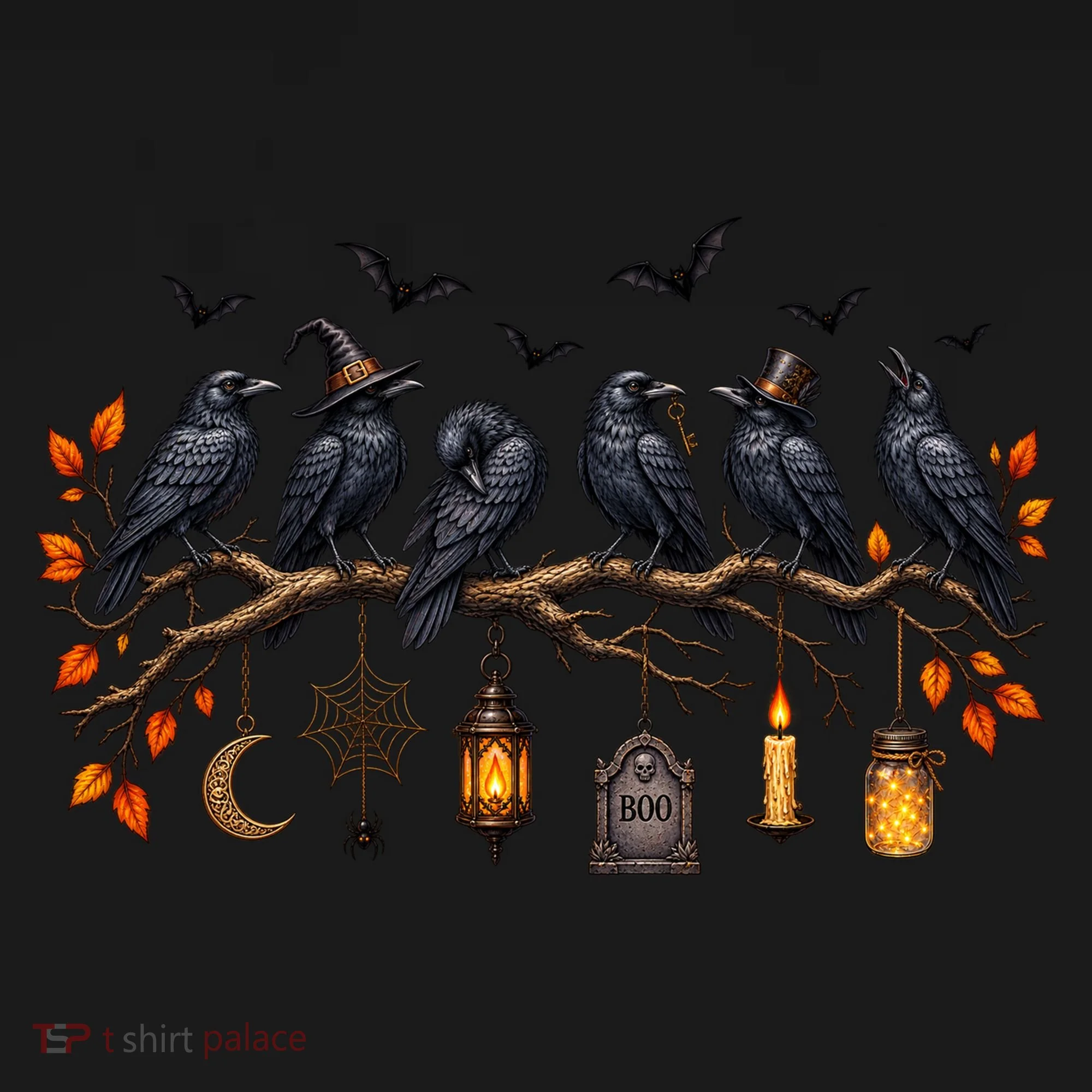 Black Crow Halloween Scary Witch Button