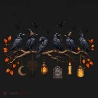 Black Crow Halloween Scary Witch Bucket Hat thumb 4
