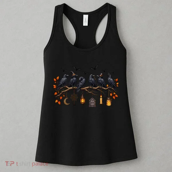 Black Crow Halloween Scary Witch Women's Tank Top