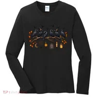 Black Crow Halloween Scary Witch Women's Long Sleeve Shirt thumb 0