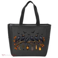 Black Crow Halloween Scary Witch Tote Bag thumb 0