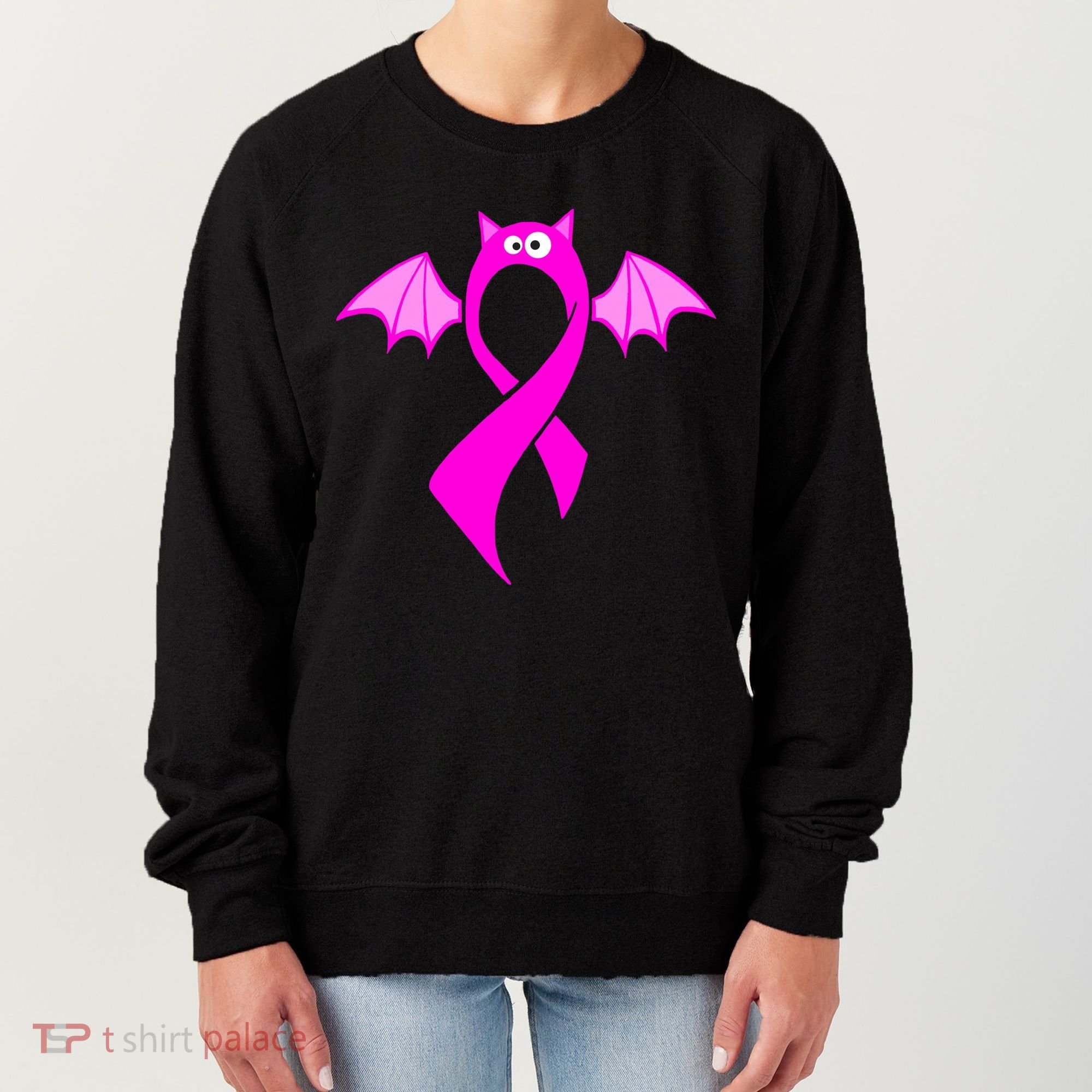 Breast Cancer Halloween Bat Pink Ribbon Women's Sweatshirt