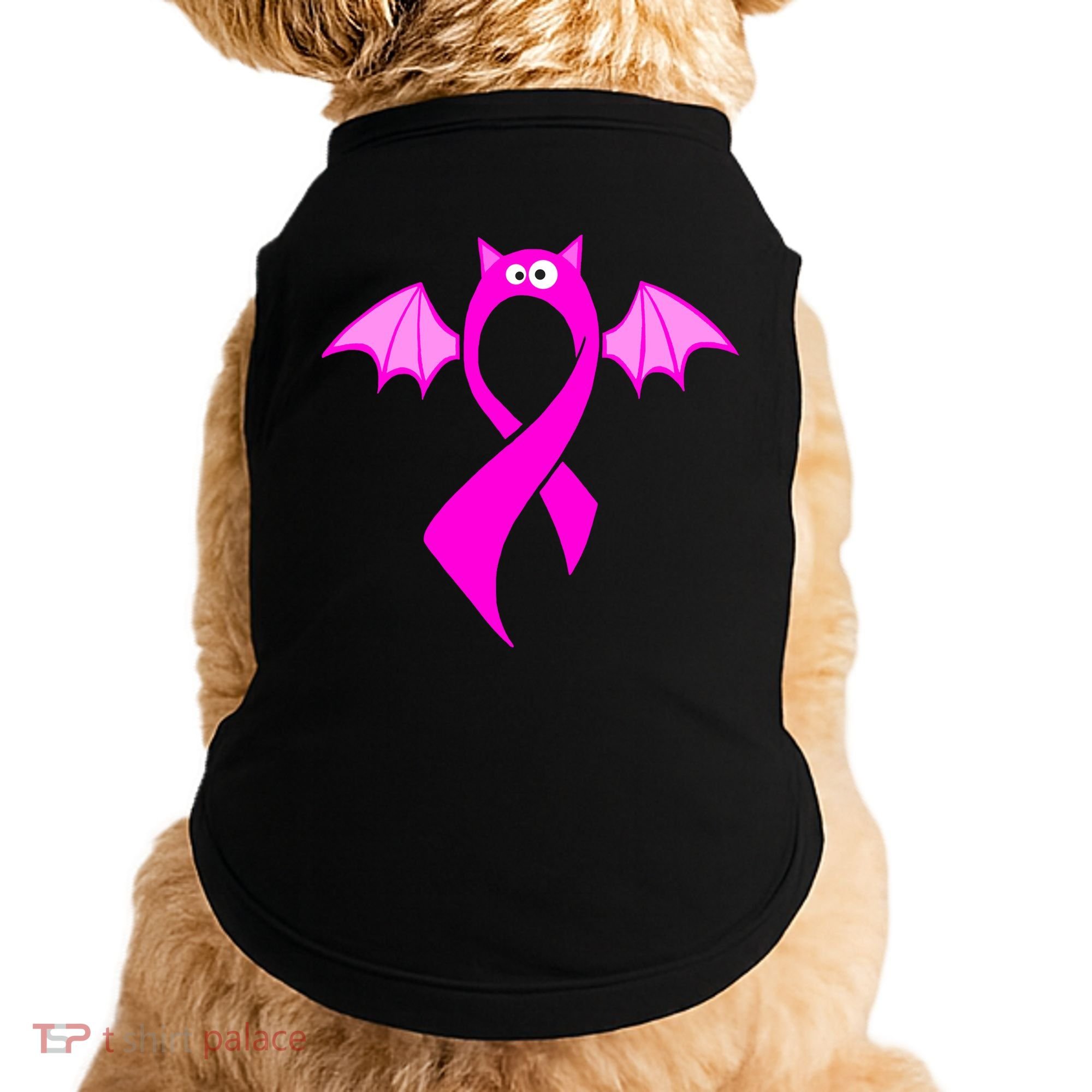 Breast Cancer Halloween Bat Pink Ribbon Doggie Tank