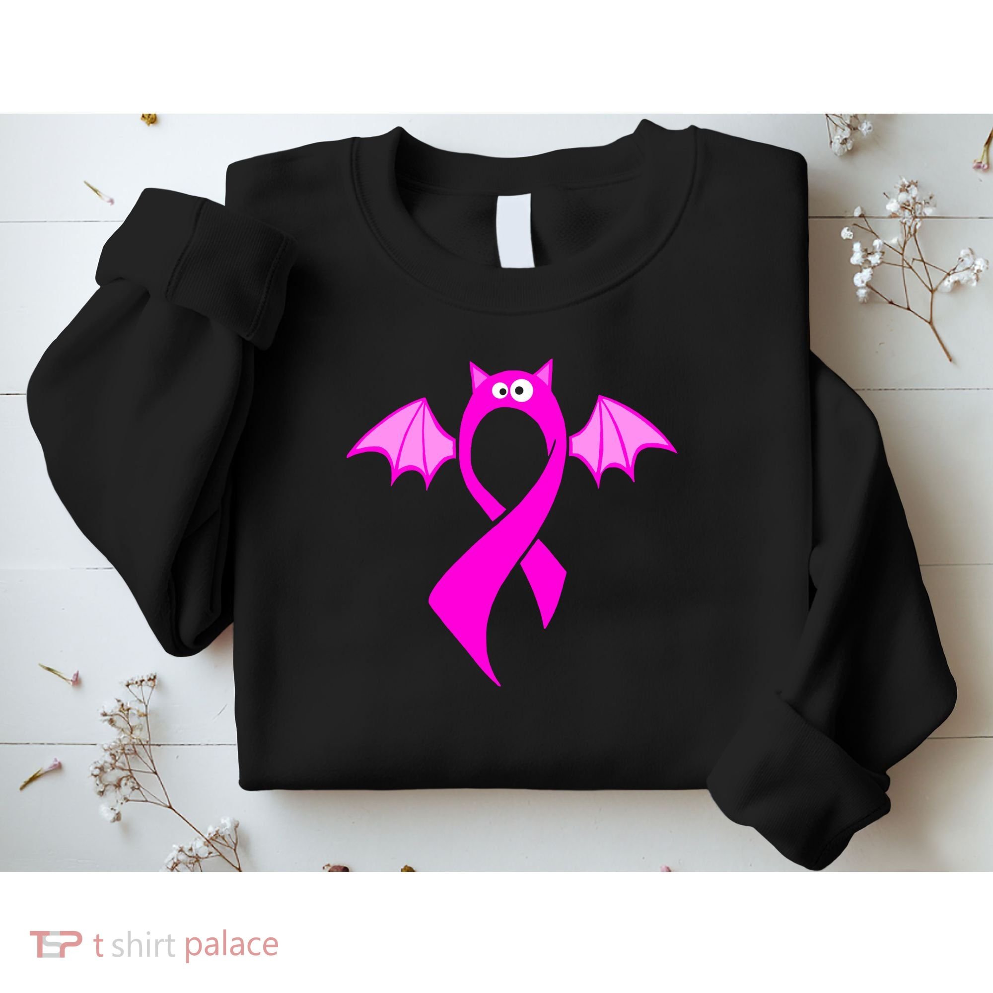 Breast Cancer Halloween Bat Pink Ribbon Sweatshirt