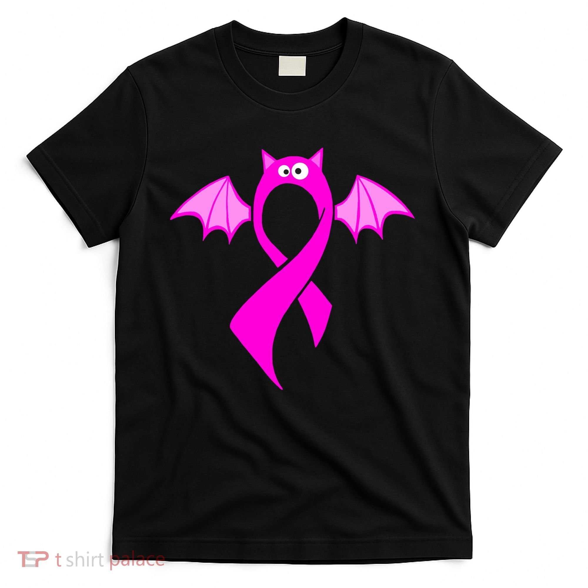 Breast Cancer Halloween Bat Pink Ribbon T-Shirt