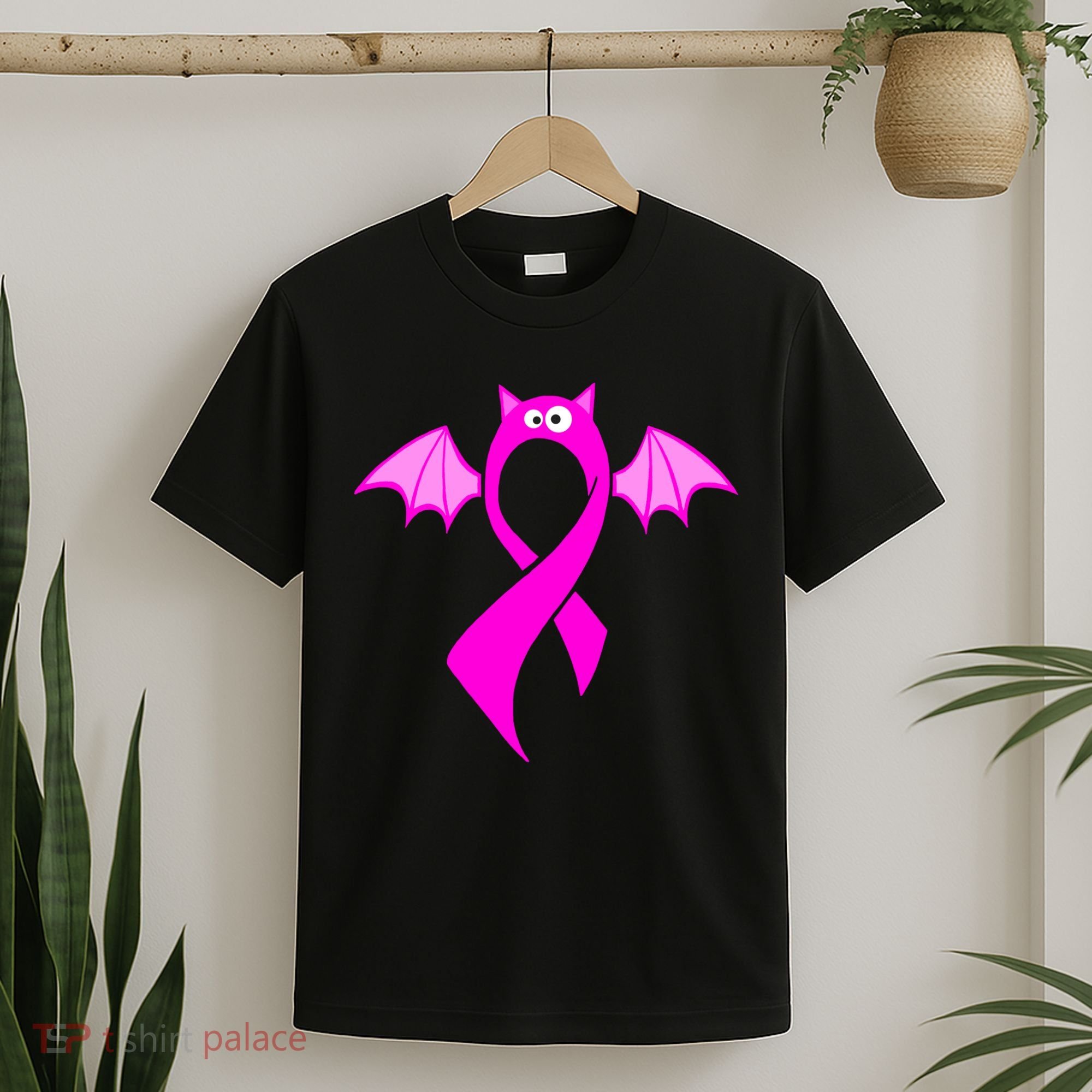 Breast Cancer Halloween Bat Pink Ribbon T-Shirt