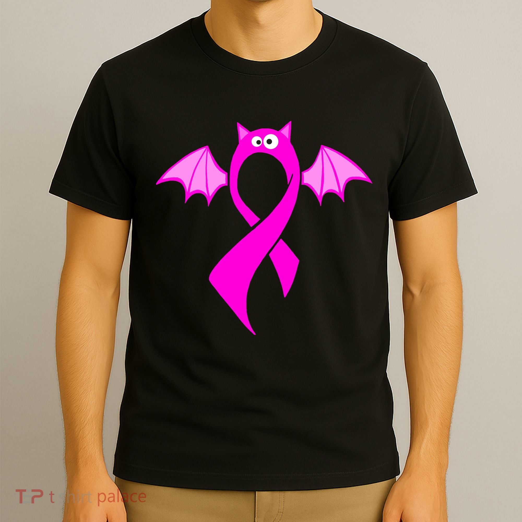 Breast Cancer Halloween Bat Pink Ribbon T-Shirt