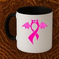 Breast Cancer Halloween Bat Pink Ribbon Coffee Mug thumb 2
