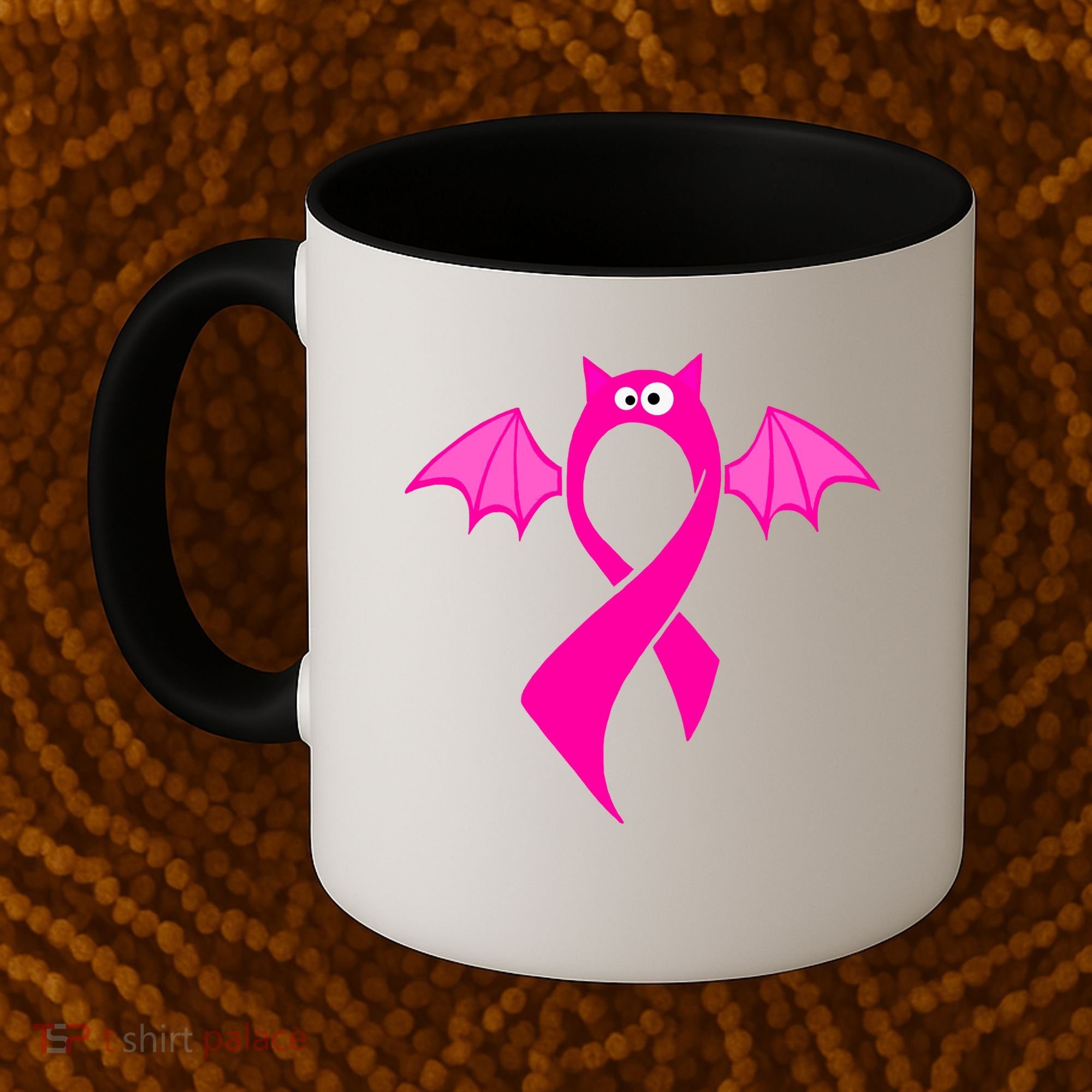 Breast Cancer Halloween Bat Pink Ribbon Coffee Mug