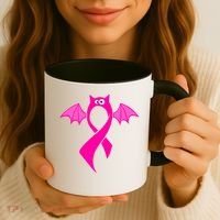 Breast Cancer Halloween Bat Pink Ribbon Coffee Mug thumb 3