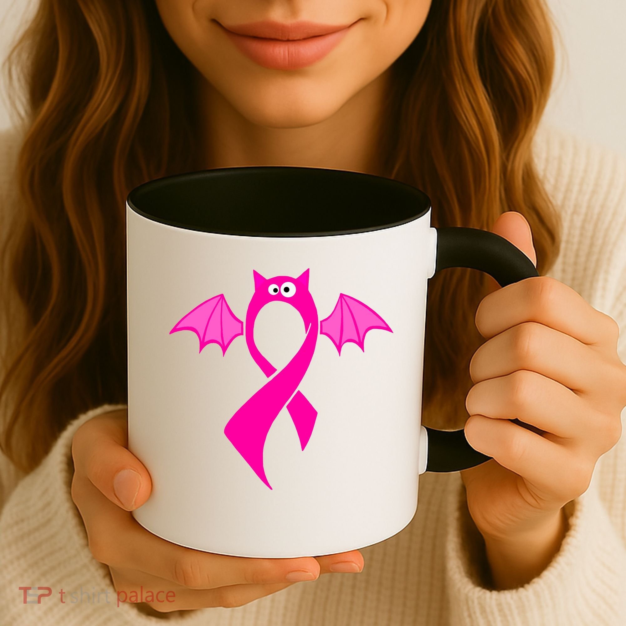 Breast Cancer Halloween Bat Pink Ribbon Coffee Mug