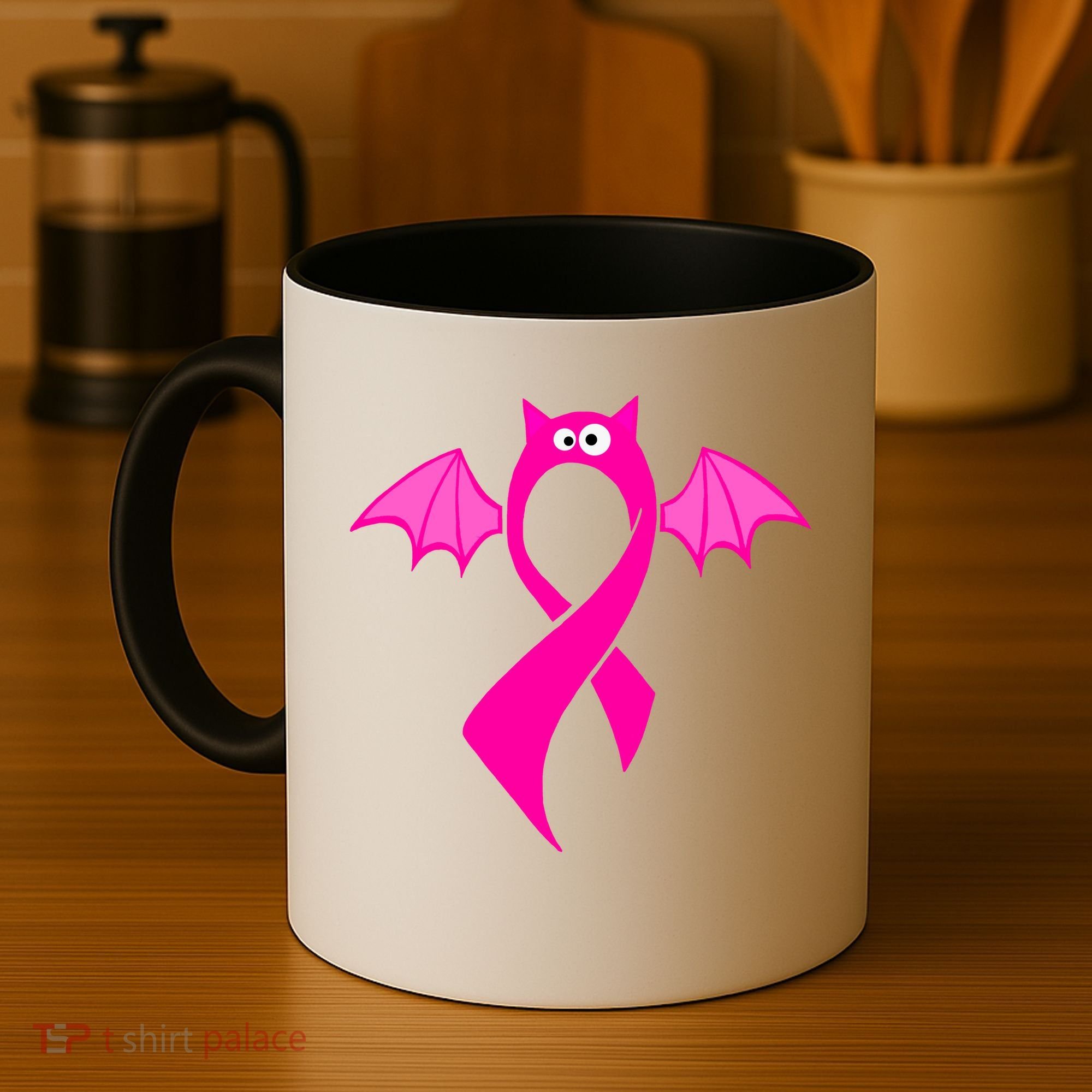 Breast Cancer Halloween Bat Pink Ribbon Coffee Mug