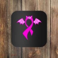 Breast Cancer Halloween Bat Pink Ribbon Coaster thumb 0