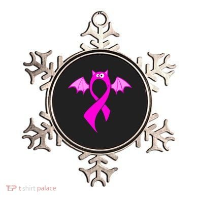 Breast Cancer Halloween Bat Pink Ribbon Ornament