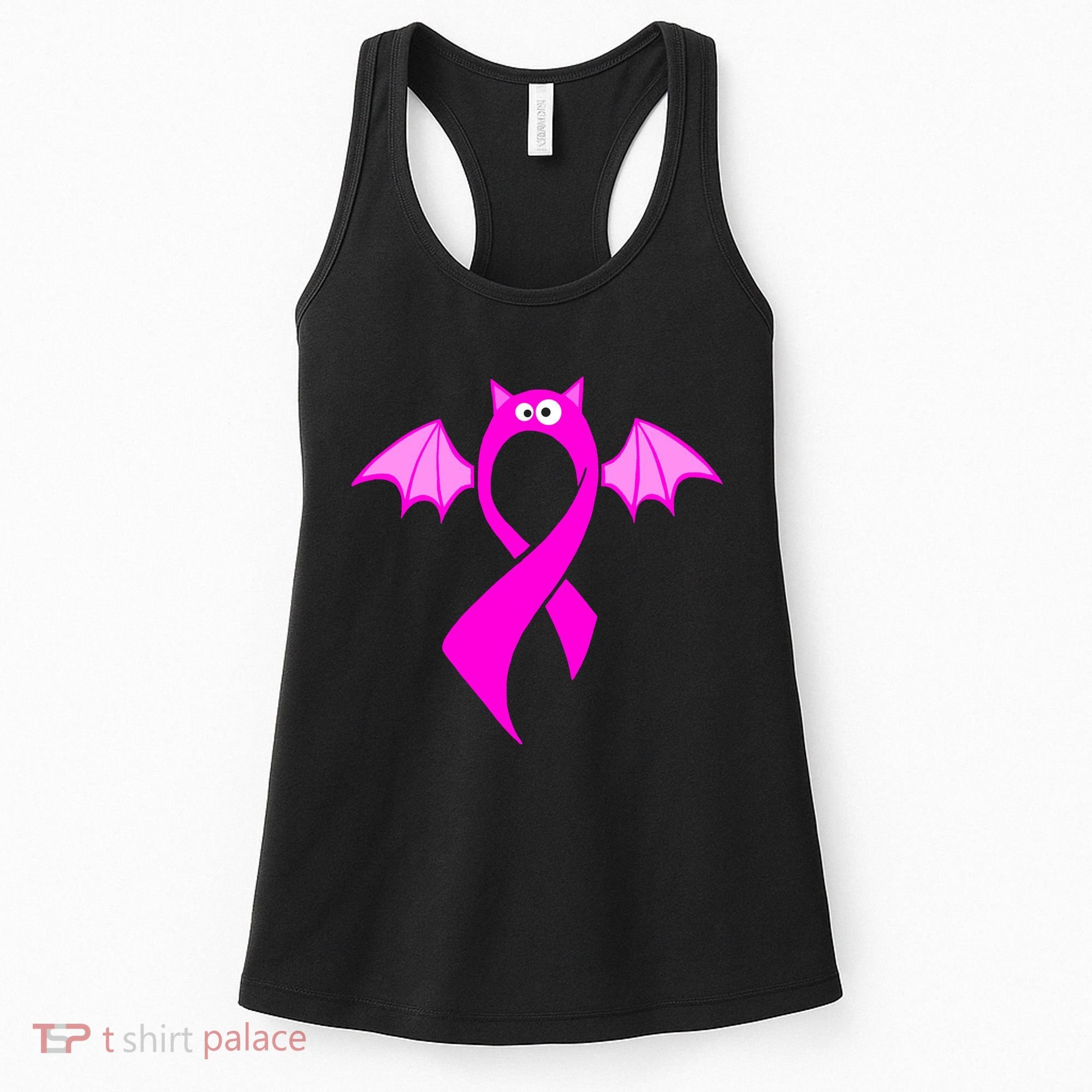 Breast Cancer Halloween Bat Pink Ribbon Women's Tank Top