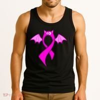 Breast Cancer Halloween Bat Pink Ribbon Tank Top thumb 3