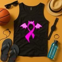 Breast Cancer Halloween Bat Pink Ribbon Tank Top thumb 4