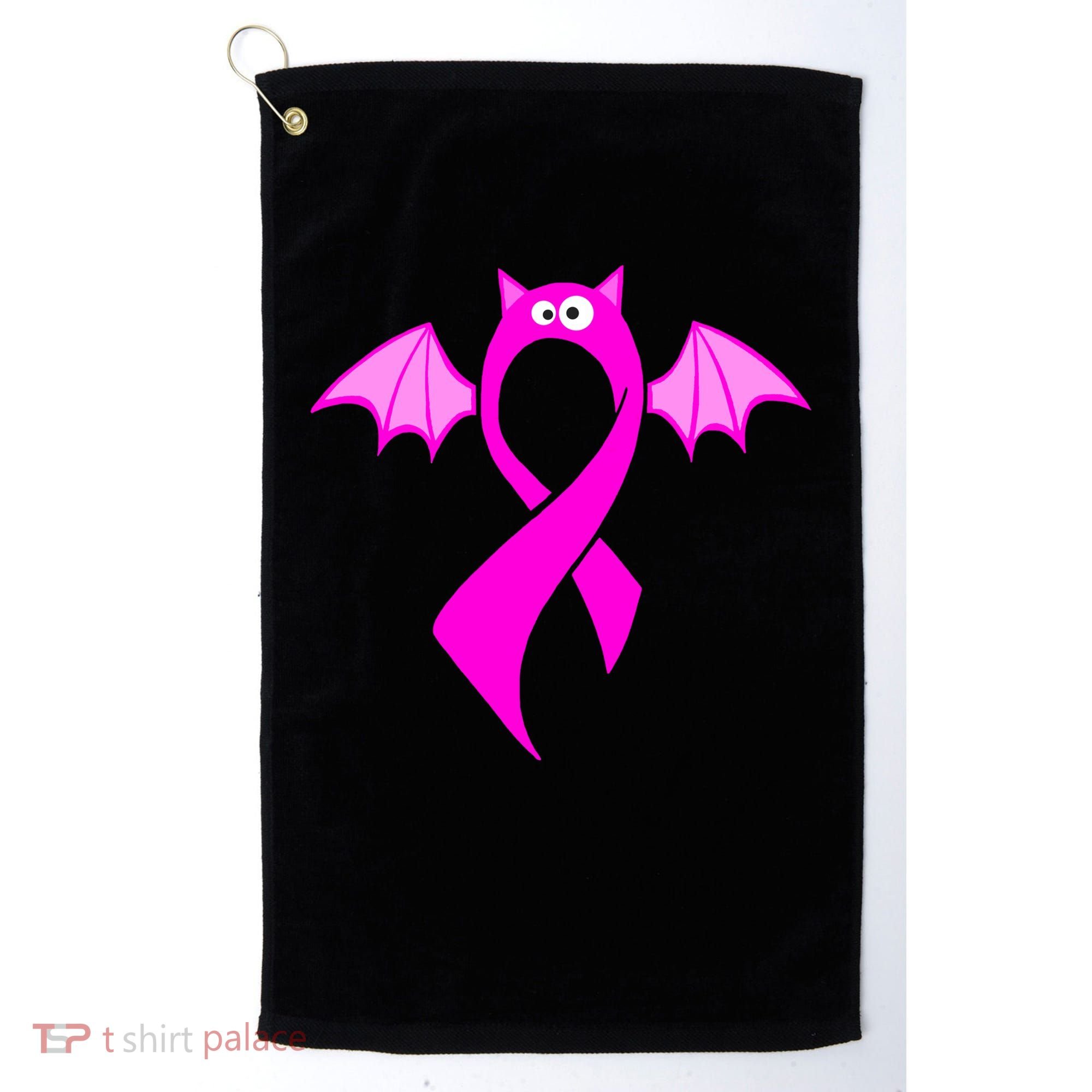 Breast Cancer Halloween Bat Pink Ribbon Golf Towel