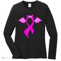 Breast Cancer Halloween Bat Pink Ribbon Women's Long Sleeve Shirt thumb 0