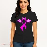 Breast Cancer Halloween Bat Pink Ribbon Women's T-Shirt thumb 4