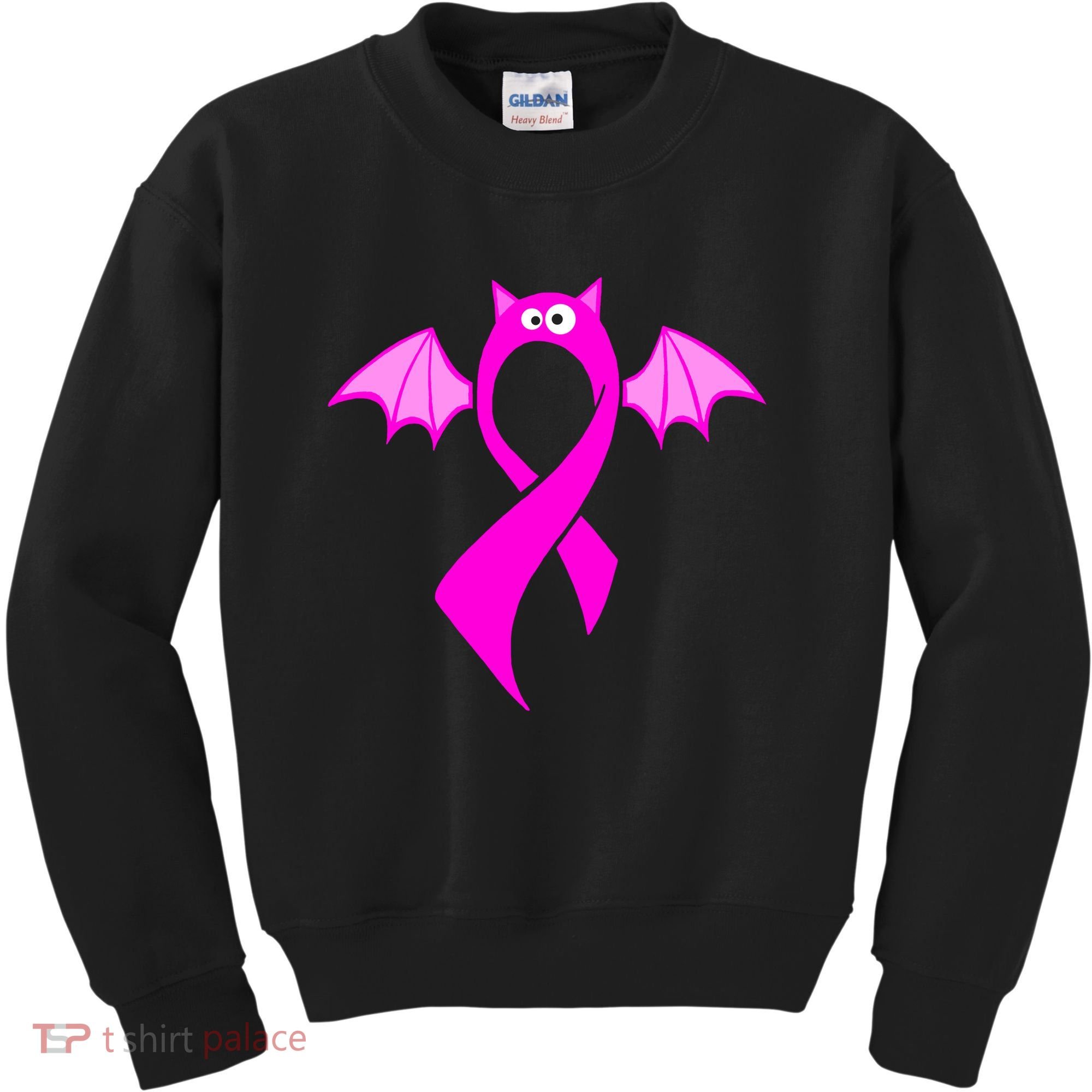 Breast Cancer Halloween Bat Pink Ribbon Kids Sweatshirt