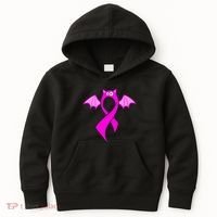 Breast Cancer Halloween Bat Pink Ribbon Kids Hoodie thumb 0