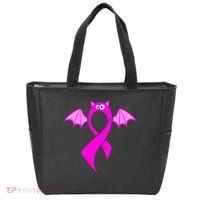 Breast Cancer Halloween Bat Pink Ribbon Tote Bag thumb 0