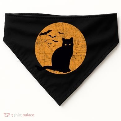 Black Cat Halloween Moon USA-Made Doggie Bandana