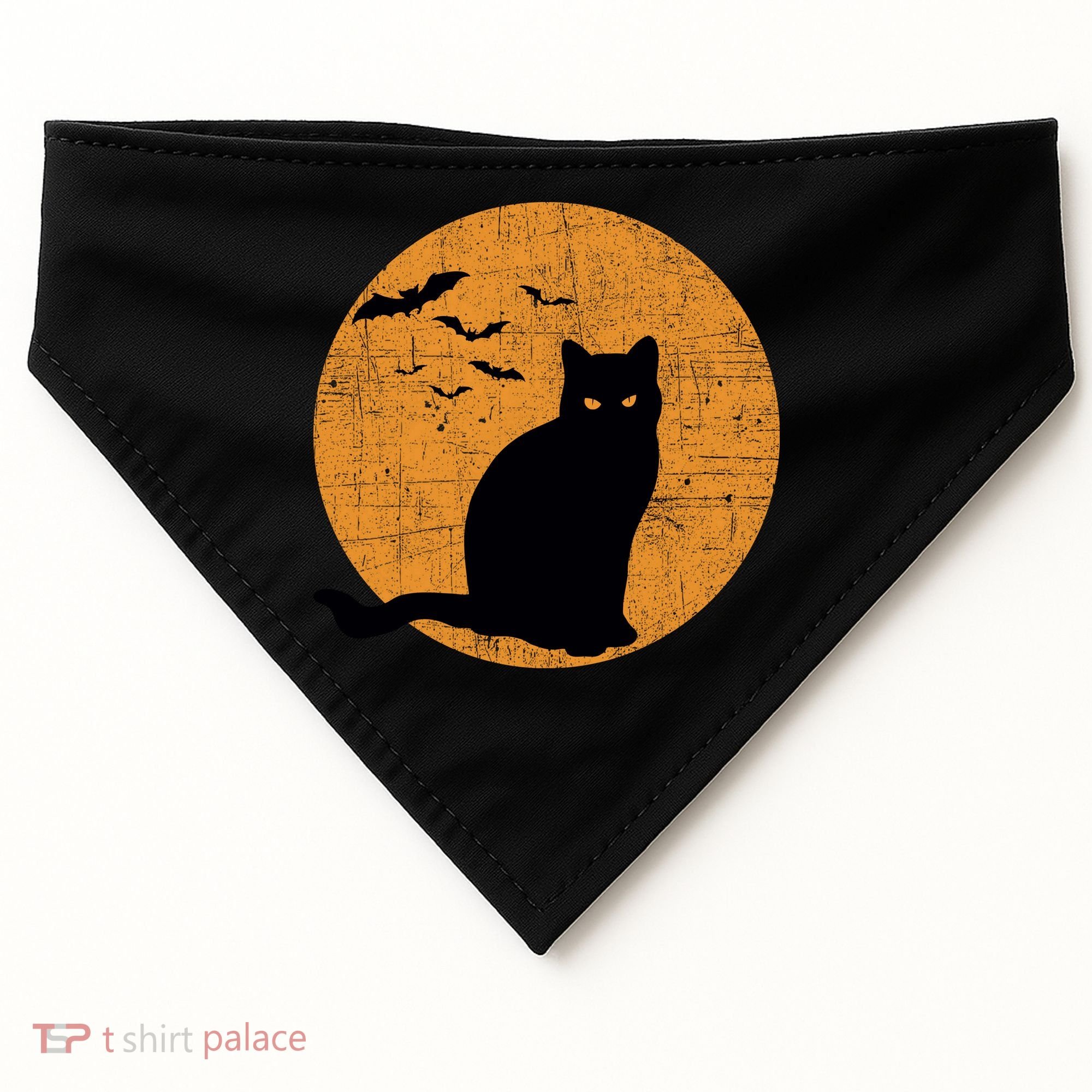 Black Cat Halloween Moon USA-Made Doggie Bandana